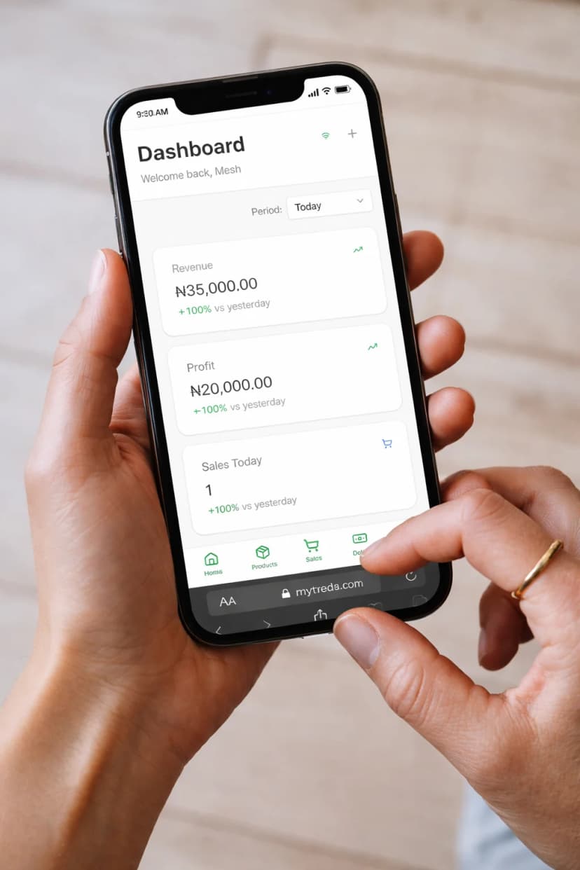 MyTreda on mobile phone